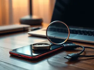 Mężczyzna w nowoczesnym biurze korzysta z cyfrowego interfejsu, co symbolizuje bezpieczny dostęp do platformy online.