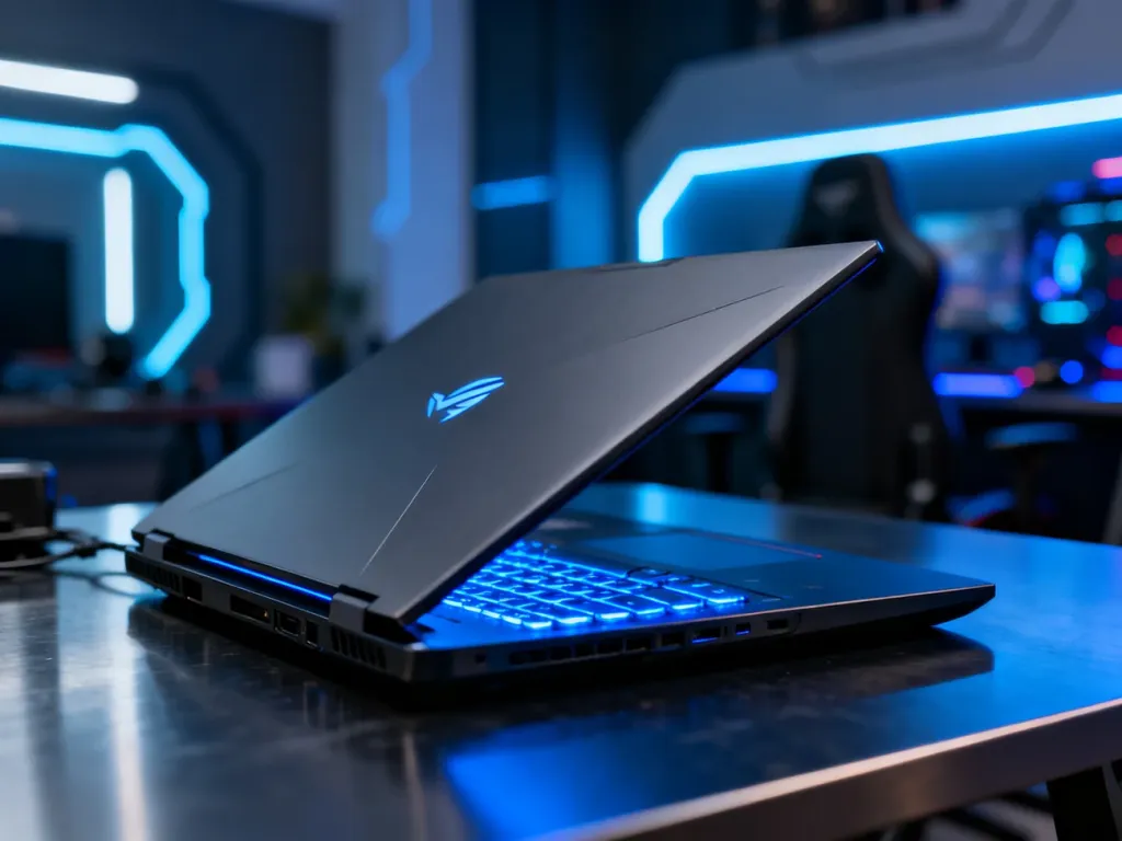 Gamingowy laptop Acer Predator Helios Neo 16 z podświetlaną klawiaturą na tle nowoczesnego stanowiska gracza.