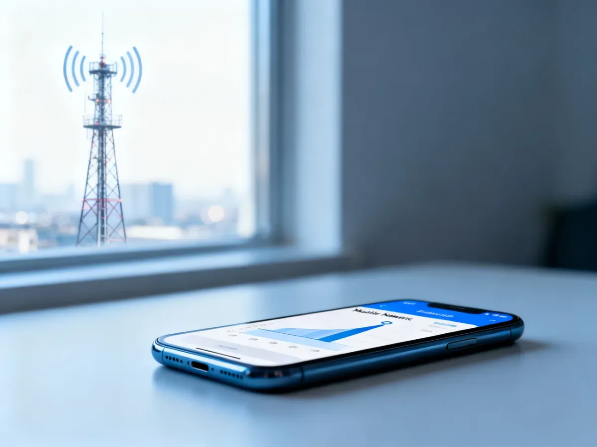 Smartfon podczas diagnozowania problemów z wolnym internetem mobilnym