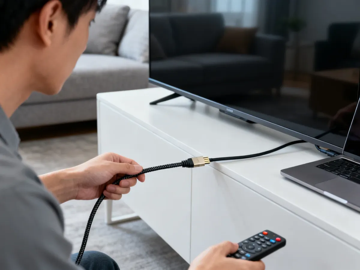 Sprawdzanie kabla HDMI i połączenia laptopa z telewizorem