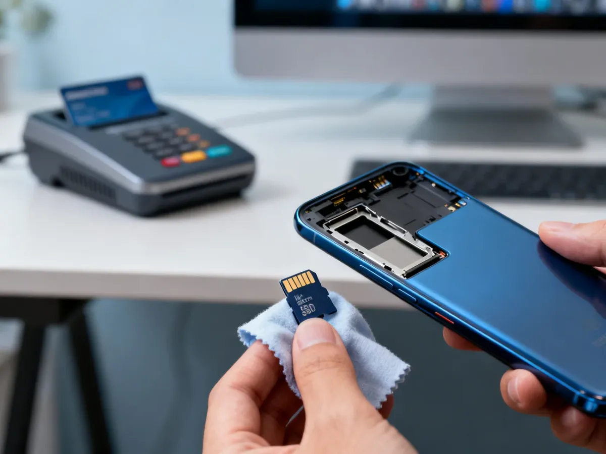 Sprawdzanie i czyszczenie karty microSD oraz gniazda w telefonie